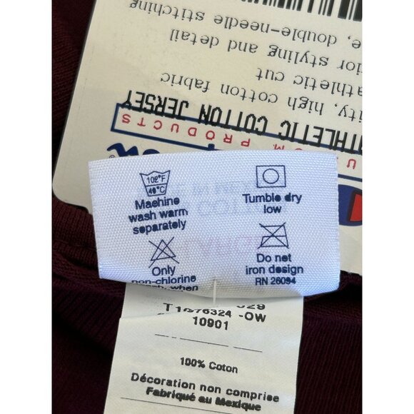 Champion Men's Harvard Short Sleeve Crew Neck T-Shirt in Burgundy - Sz XL - NWT - Picture 8 of 8